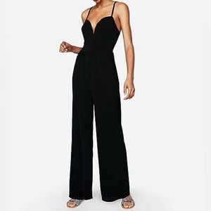 Express Wide Leg V-Wire Black Jumpsuit